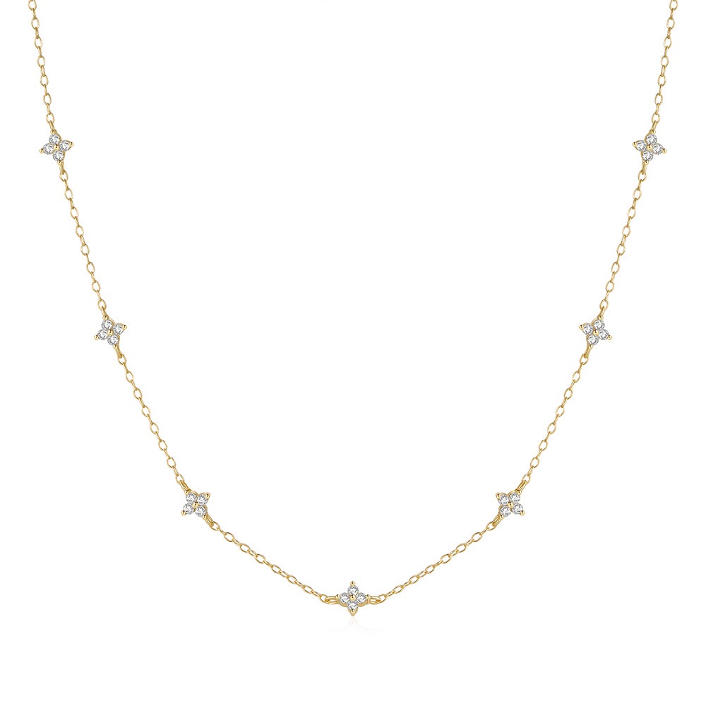 Layer 14k Gold Diamond Necklace Necklace Simple Dainty Jewelry