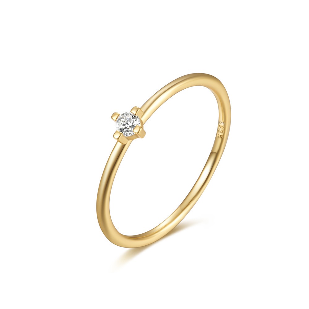 Stackable White Zircon Ring Minimalist Gold Jewelry Simple Dainty Jewelry